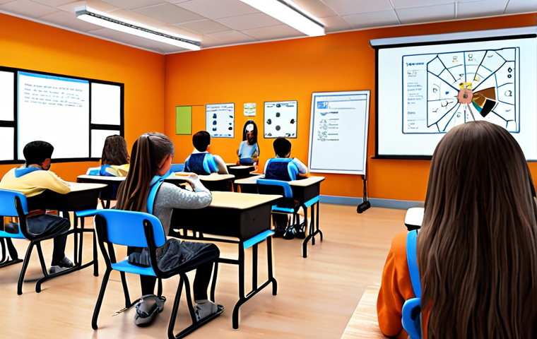** A classroom scene with students engaged in personalized learning activities guided by AI, showcasing the use of diagrams, videos, and interactive lessons based on individual learning styles. Focus on visual representation of customized education.

**