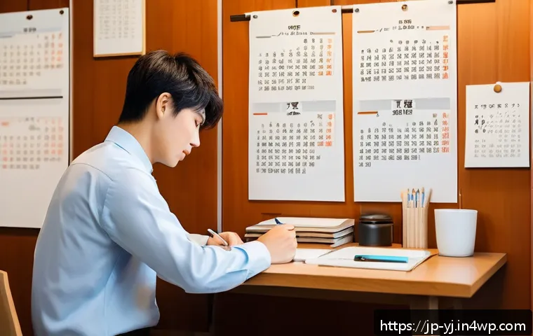 메타인지 연습의 실제 적용 - A modern Japanese office setting with a young Japanese man thoughtfully writing in a smartphone memo...