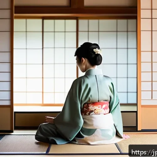 메타인지 훈련의 기초 이론 - A serene Japanese-style room bathed in soft morning light, featuring a young Japanese woman thoughtf...