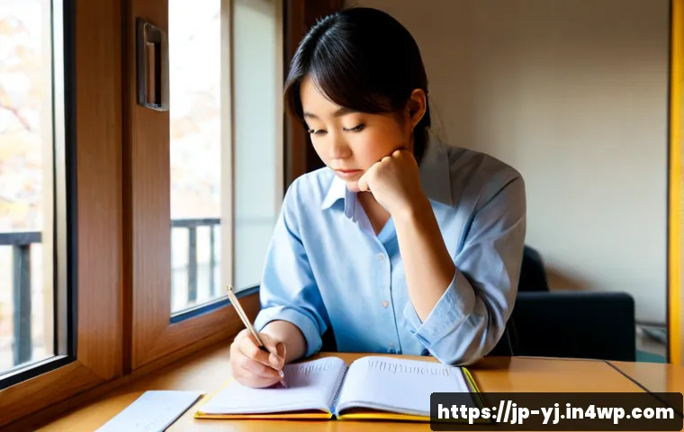 메타인지 기술을 통해 학습 능력 높이기 - Photorealistic Japanese university student at a clean wooden desk, thoughtfully reviewing colorful h...